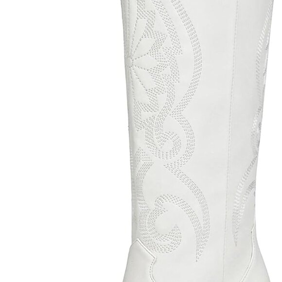 Cowgirl Boots Women Leather 7.5 Classic Western Embroidery Chunky Heel